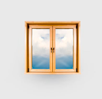 Двухстворчатое деревянное окно из сосны 1400 на 2100